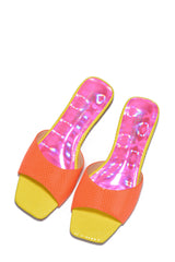 Minzy Square Toe Colorblock Flat Sandals