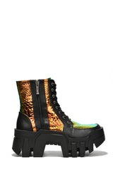 Mishka Multicolor Metallic Chunky Lug Sole Boots