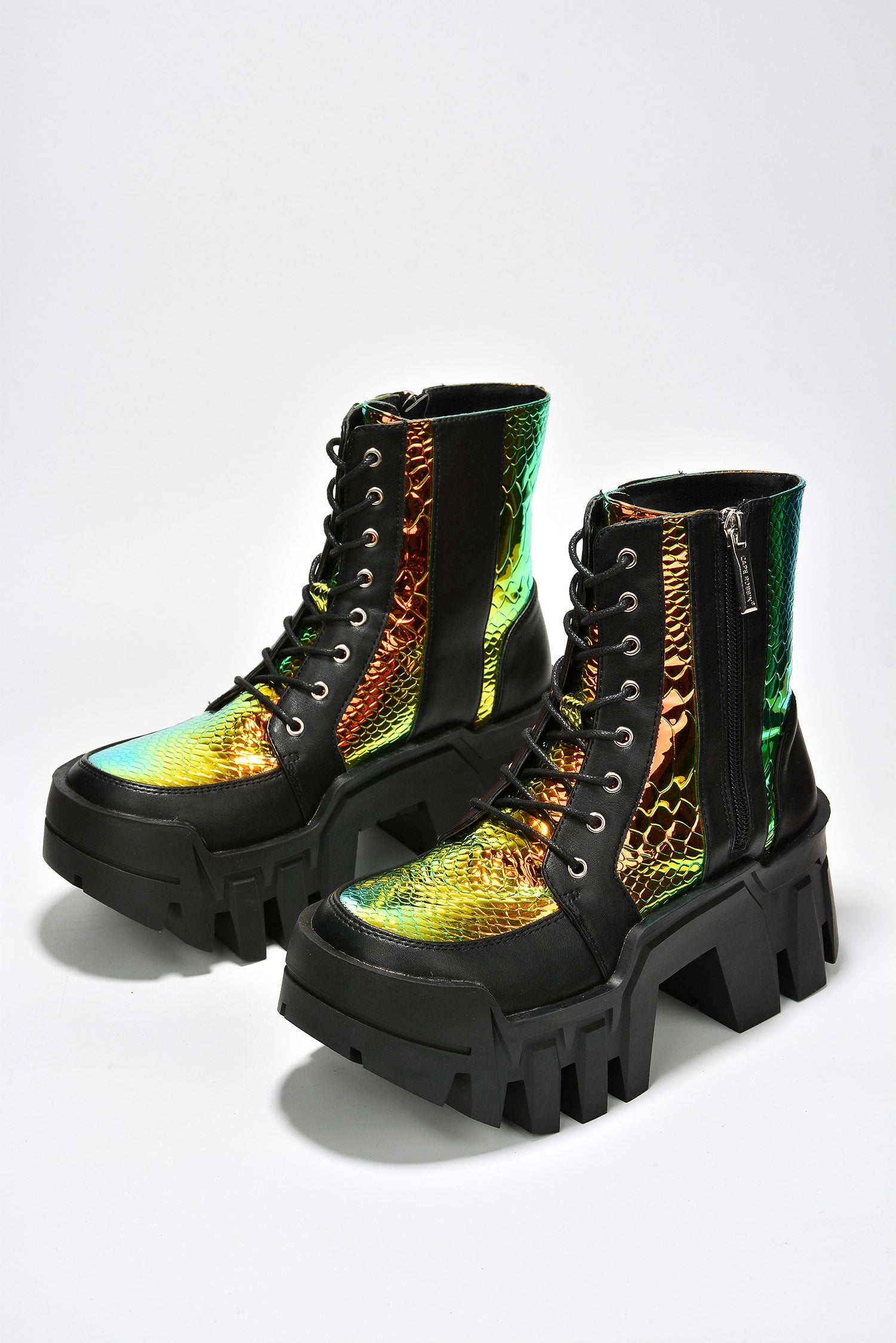 UrbanOG - Mishka Multicolor Metallic Chunky Lug Sole Boots - BOOTS