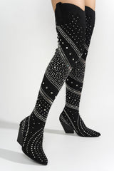 Modim Thigh High Boots w/ Rhinestone & Gems