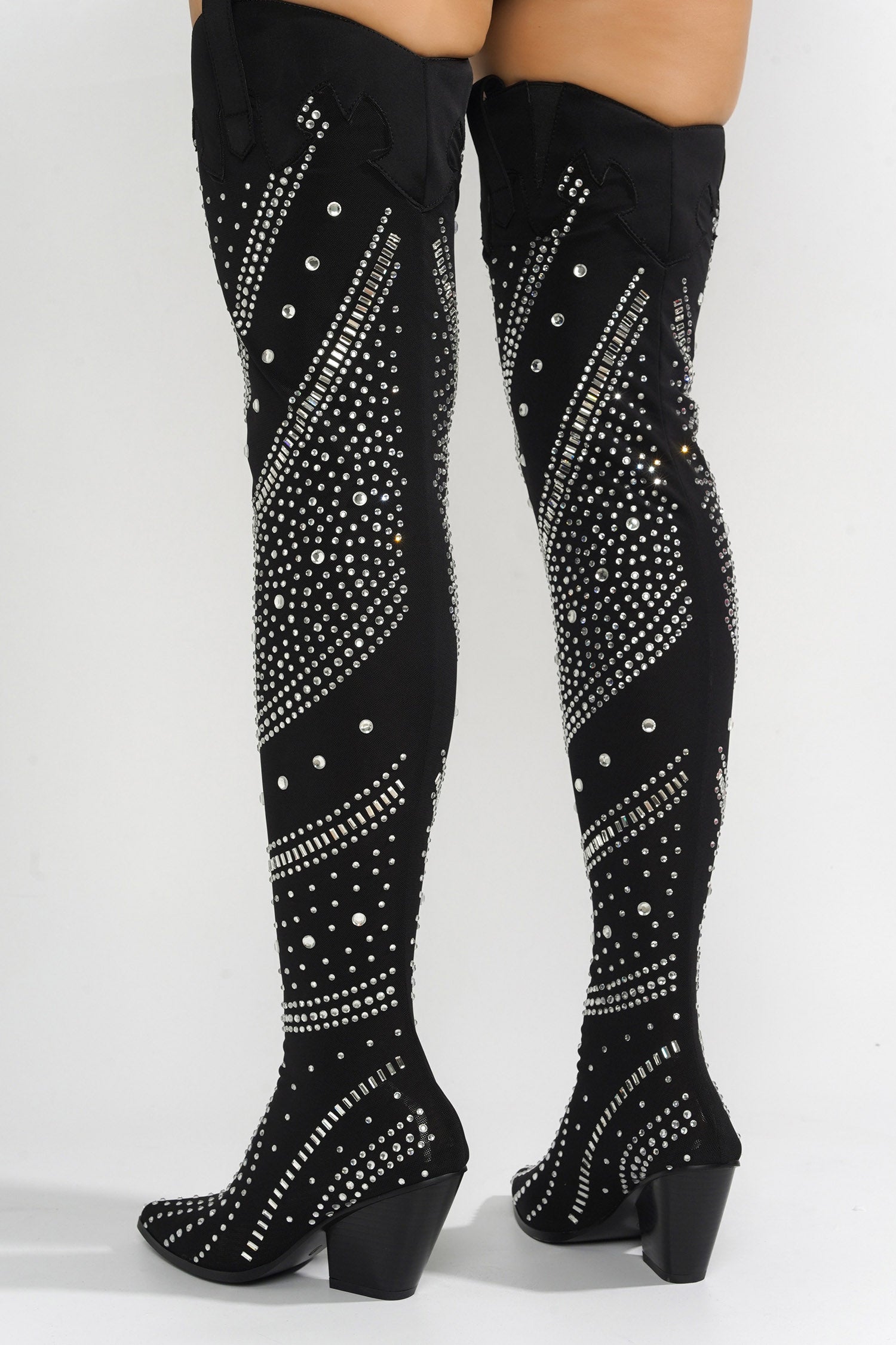UrbanOG - Modim Thigh High Boots w/ Rhinestone & Gems - BOOTS