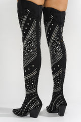 Modim Thigh High Boots w/ Rhinestone & Gems