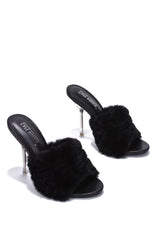 Obrey Fur Clear Round Toe High Heels