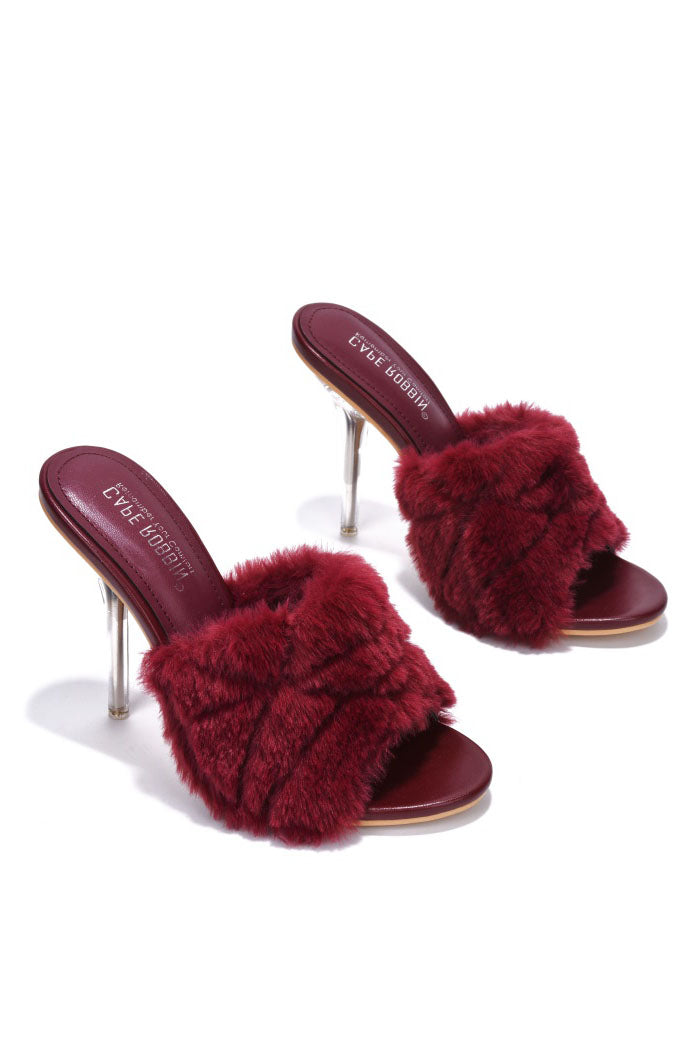 UrbanOG - Obrey Fur Clear Round Toe High Heels - HEELS