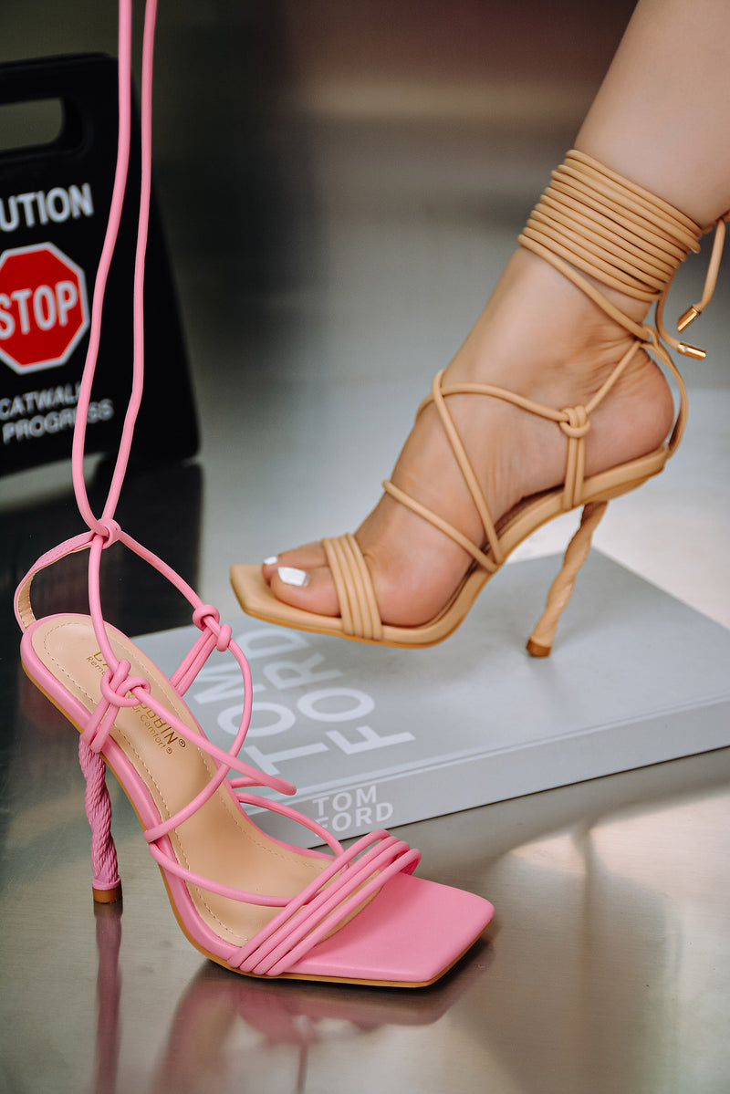 Andria Square Open Toe Strappy High Heels