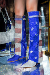 Anitta Rhinestone Fold Over Wedge Boots