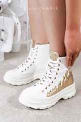 Cammie Rhinestone Flame High Top Lug Sneakers