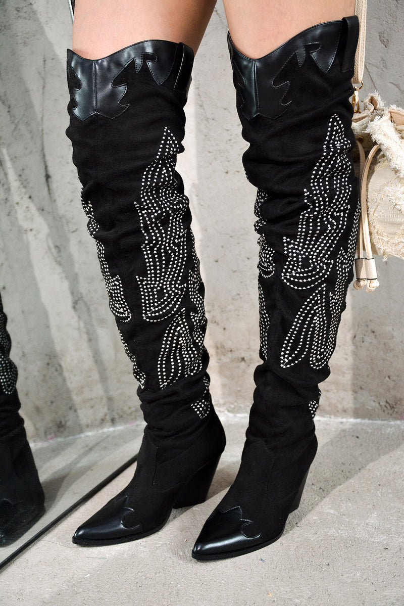 Icona Embroidery Thigh-High Cowboy Boots