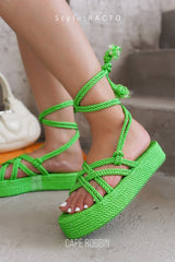 Racto Strappy Lace Up Round Toe Sandals