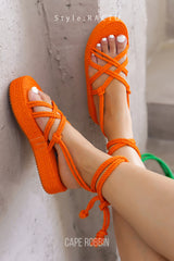 Racto Strappy Lace Up Round Toe Sandals