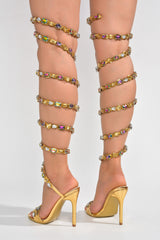Panus Gem Embellished Wrap Around High Heels