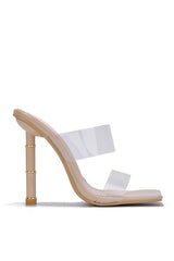 Pure Clear Straps Square Toe High Heels