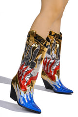 Racha Pointed Toe Mid Heel Cowboy Boots