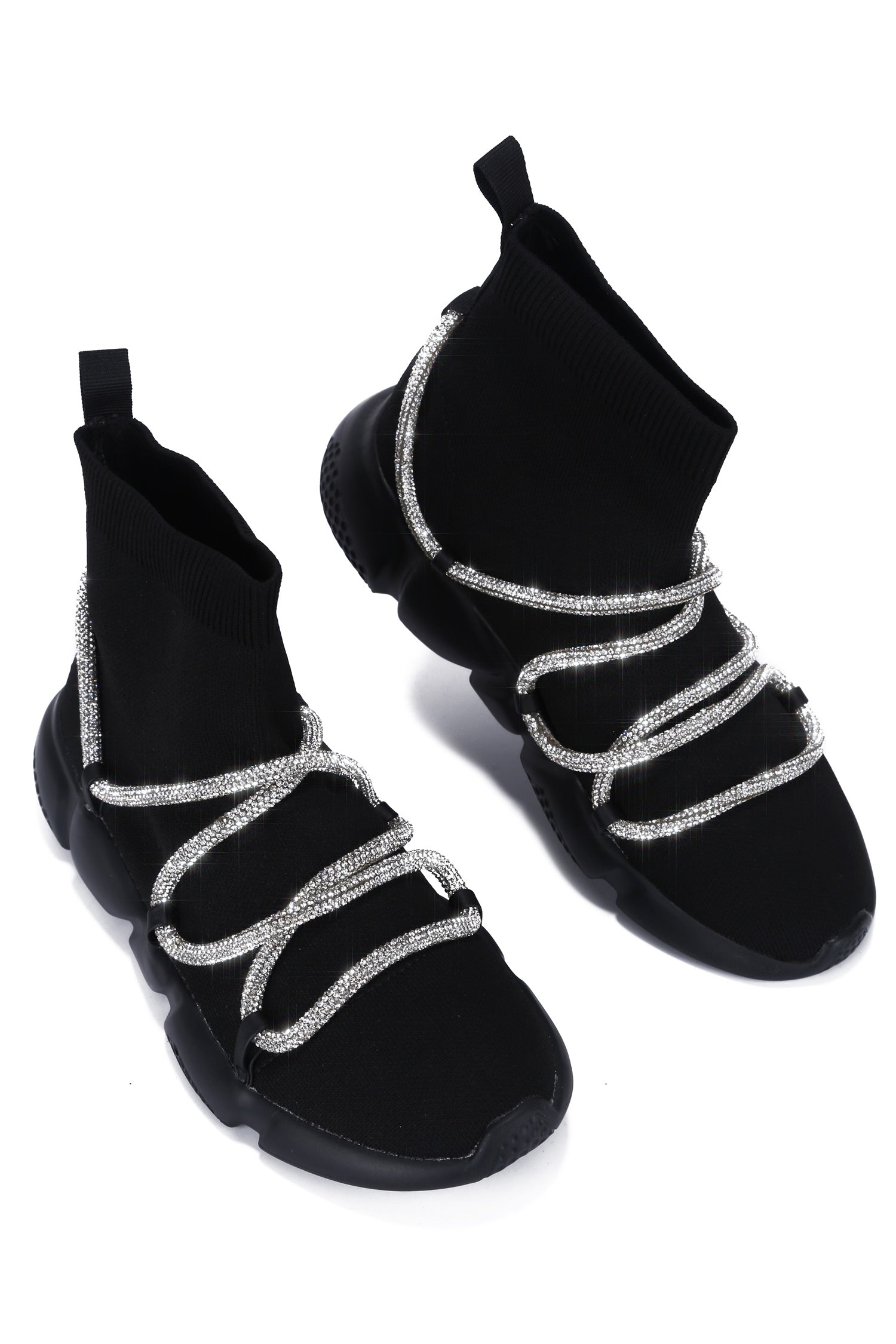 UrbanOG - Radiate Rhinestone Rope High Top Knit Sneaker - SNEAKERS