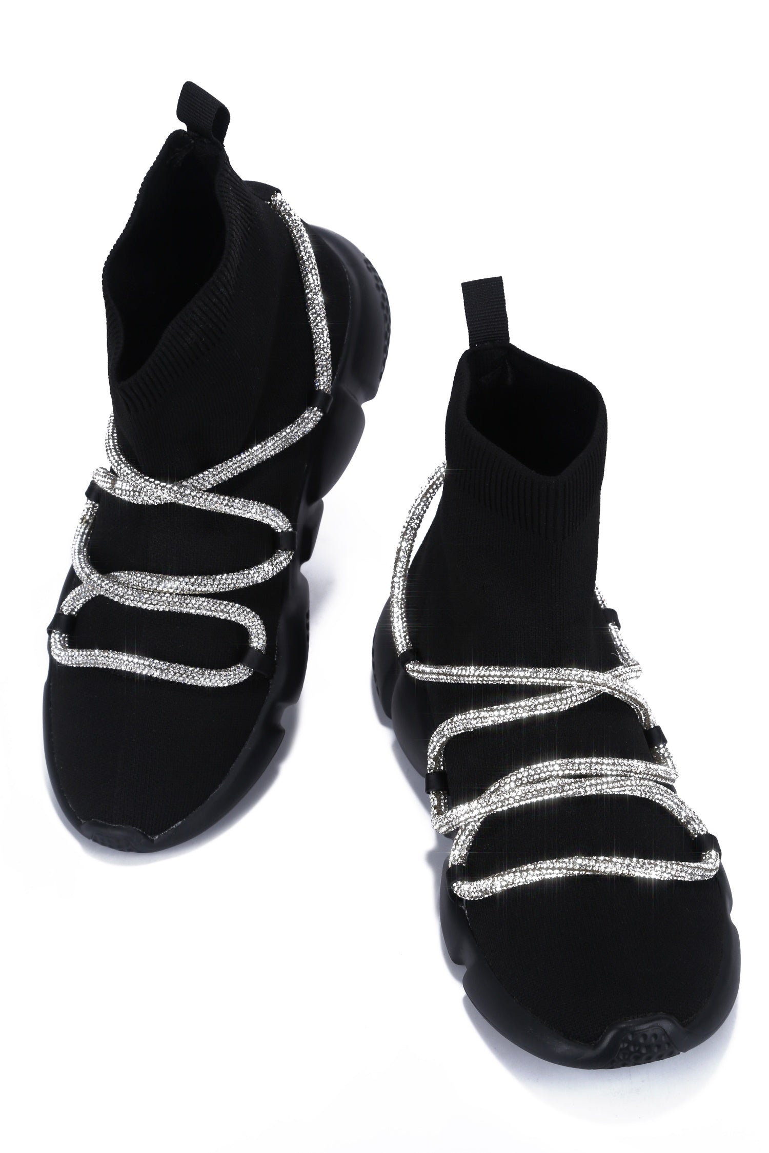 UrbanOG - Radiate Rhinestone Rope High Top Knit Sneaker - SNEAKERS