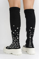 Reesy Sock with Gems Knee High Sneakers