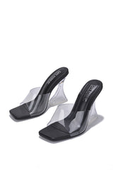 Ripa Square Toe Single Sole Clear Block Heels