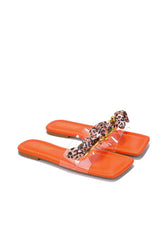 Rival Chain Bow Square Toe Flat Sandals