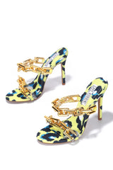 Roma Leopard Chain Clear Round Toe High Heels