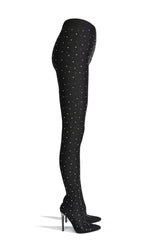 Roykan Rhinestone Crusted Closed Pointed Toe Long Legging Boots