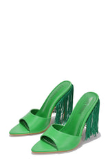 Safina Open Toed Stiletto Heels with Fringe Detail