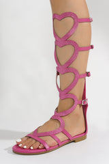 Sennaya Rhinestone Embellished Hearts Sandals