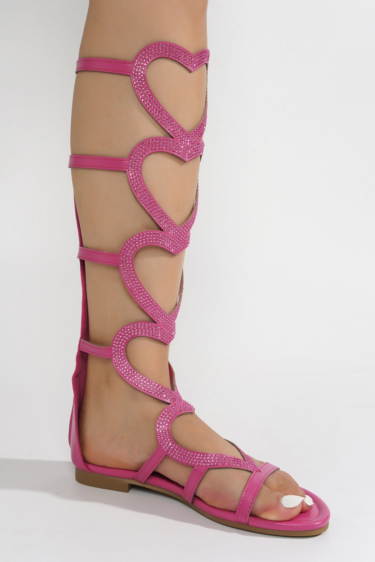 UrbanOG - Sennaya Rhinestone Embellished Hearts Sandals - SANDALS