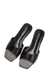 Seya Rhinestone Crusted Metallic Flat Sandals