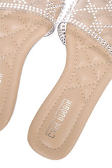 Shasha Rhinestone Coated Clear Flat Sandals