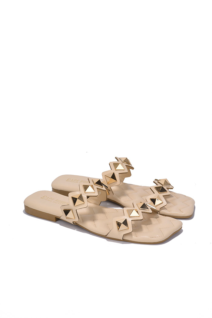 UrbanOG - Sheena Spiked Square Toe Flat Sandals - SANDALS