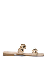 Sheena Spiked Square Toe Flat Sandals