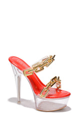 Sion Chain Patent Clear Platform High Heels