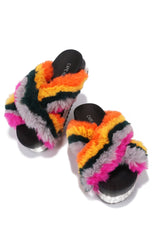 Spotty Criss Cross Fur Platform Sandals
