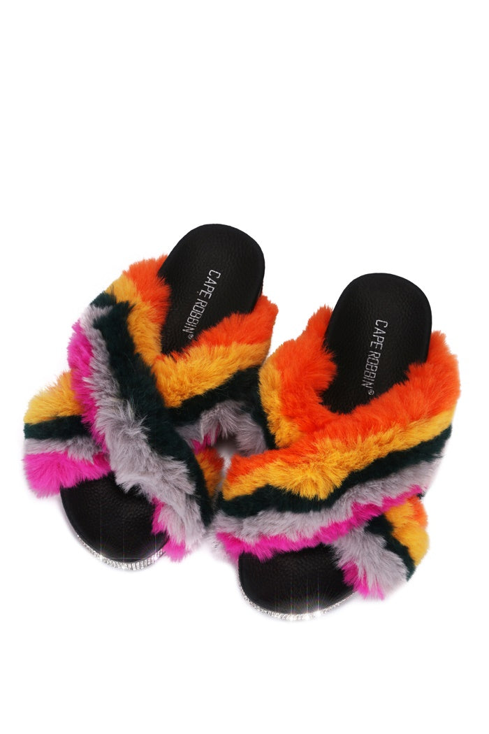 UrbanOG - Spotty Criss Cross Fur Platform Sandals - SANDALS