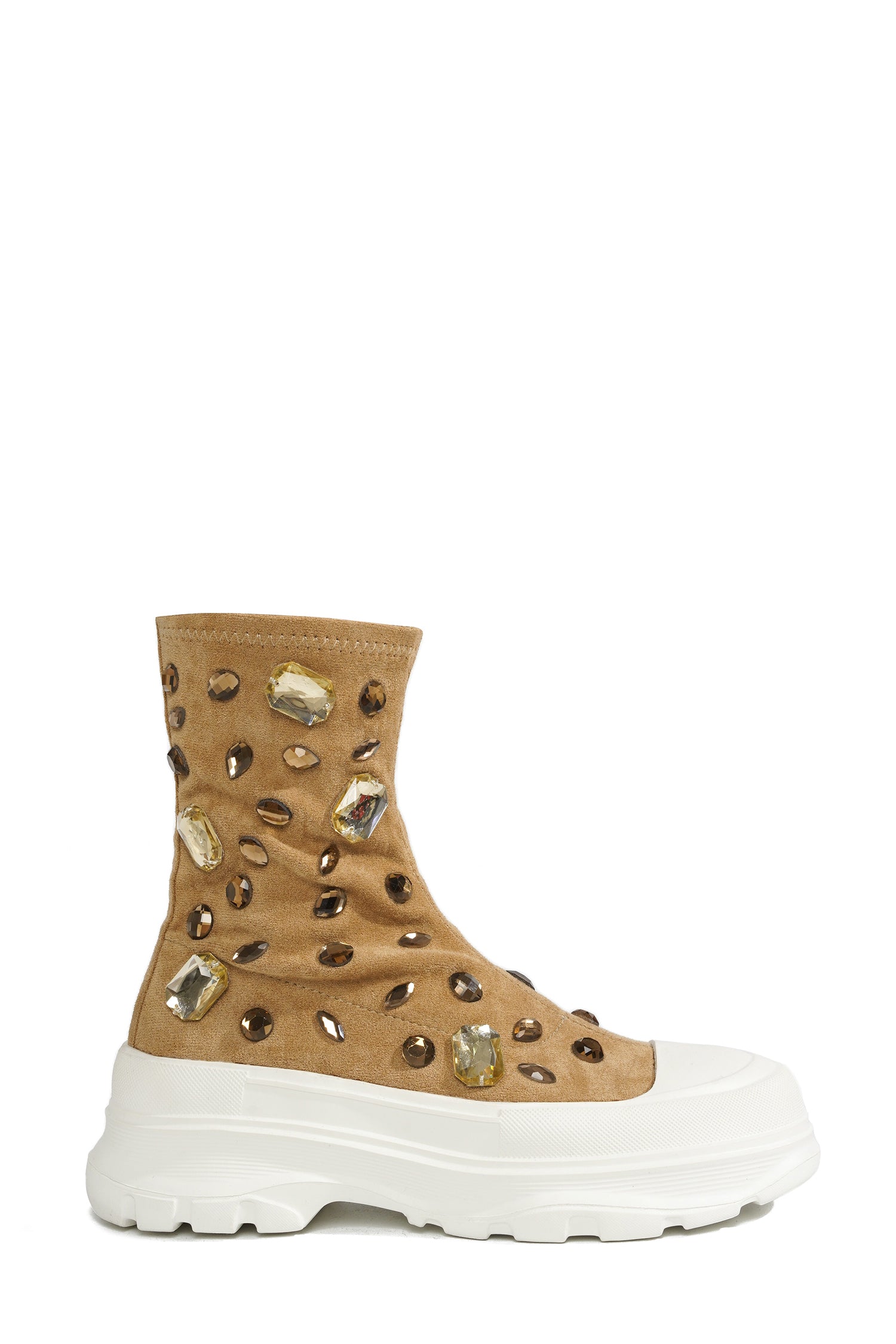 UrbanOG - Suzie Chunky Sole Rhinestone Gem Sock Booties - BOOTIES