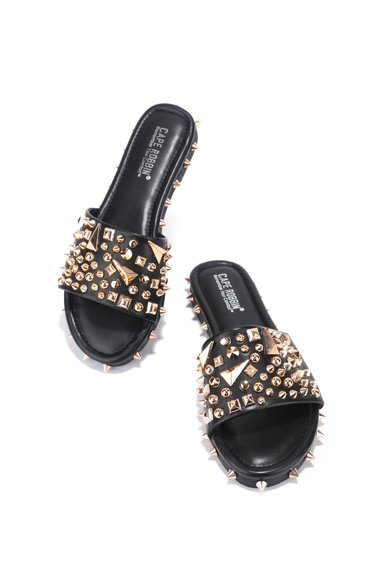 UrbanOG - Tonie Spike and Stud Adorned Flat Sandals - SANDALS