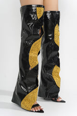 Totoga Rhinestone Thigh High Fold Over Boots