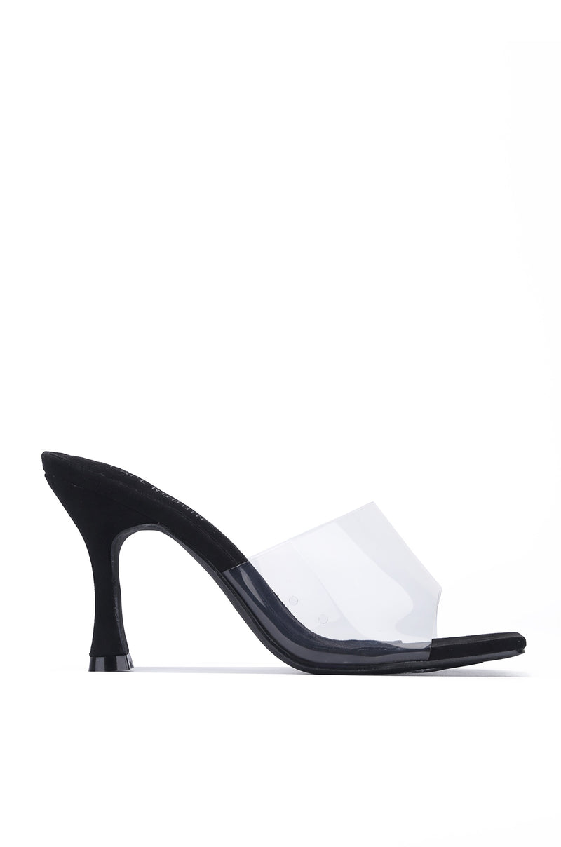 Veja Clear Square Toe Mid High Heels
