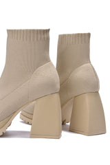 Veroni Square Toe Block Heel Sock Boots
