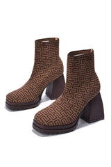 Veroni Square Toe Block Heel Sock Boots
