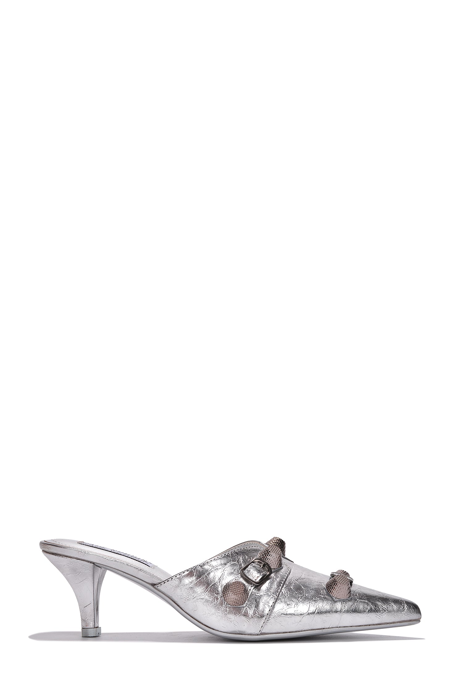 UrbanOG - Vivianly Studded Metallic Pointed Toe Barely There Heels - HEELS