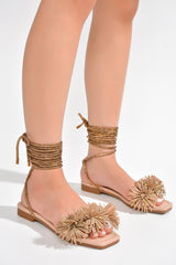 Willson Strappy Lace Up Fringe Flat Sandals