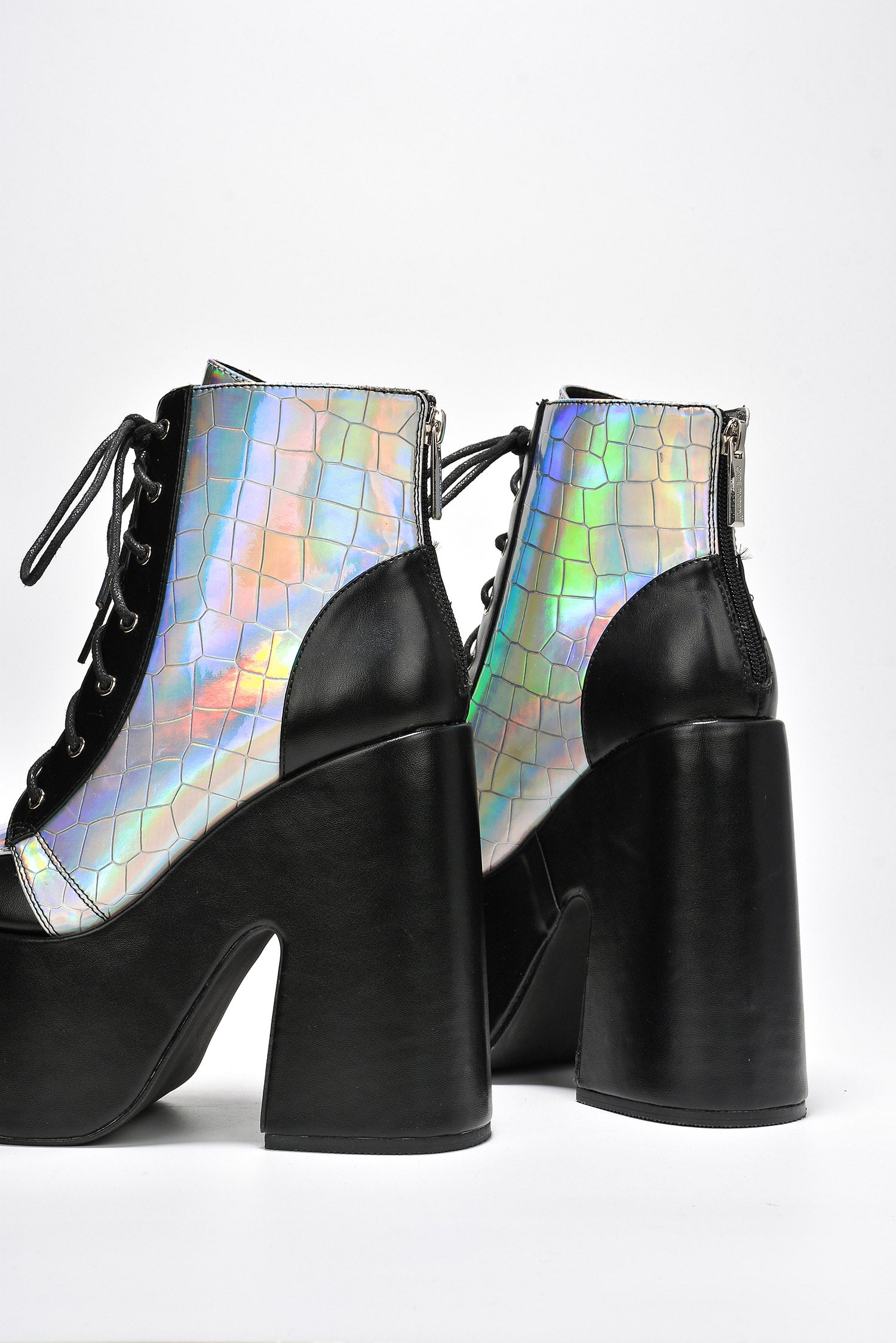 UrbanOG - Zenda Metallic Platform Block Heel Booties - BOOTIES